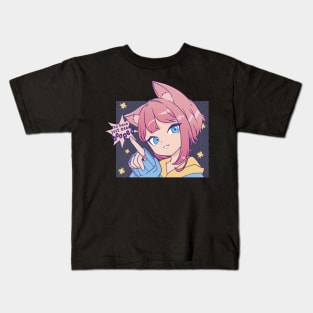 Neko Girl Booped Anime Lover Pink Hair Kids T-Shirt